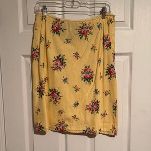 Ralph Lauren Yellow Floral Pencil Skirt, Size 10
